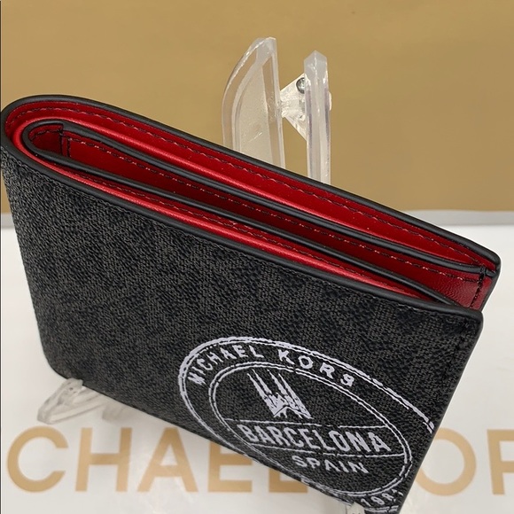 MICHAEL KORS COOPER BIFOLD BLACK/SCARLET - Picture 11 of 16